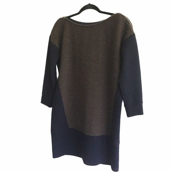 MADEWELL Wool Colorblock Shift Mini Dress Brown Blue S - Picture 7 of 10